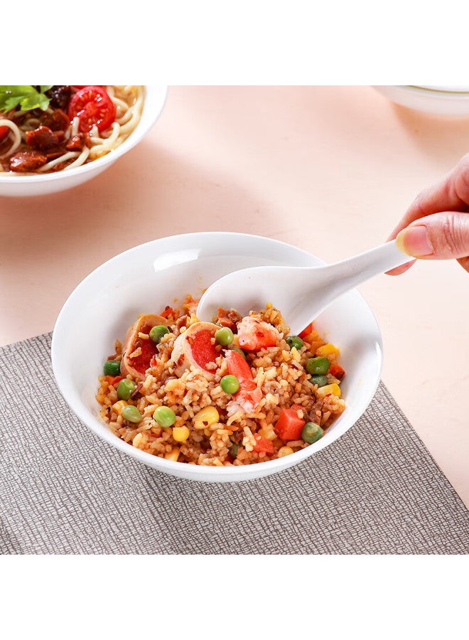 Sky Top Bone China Soup Bowl, Ceramic Rice Bowl, Salad Bowl, Pure White Household Tableware Set, 6-inch Gaiwan, 4 Pieces - Image 2