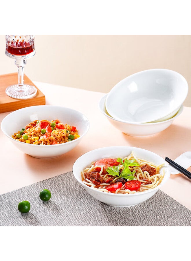 Sky Top Bone China Soup Bowl, Ceramic Rice Bowl, Salad Bowl, Pure White Household Tableware Set, 6-inch Gaiwan, 4 Pieces - Image 1