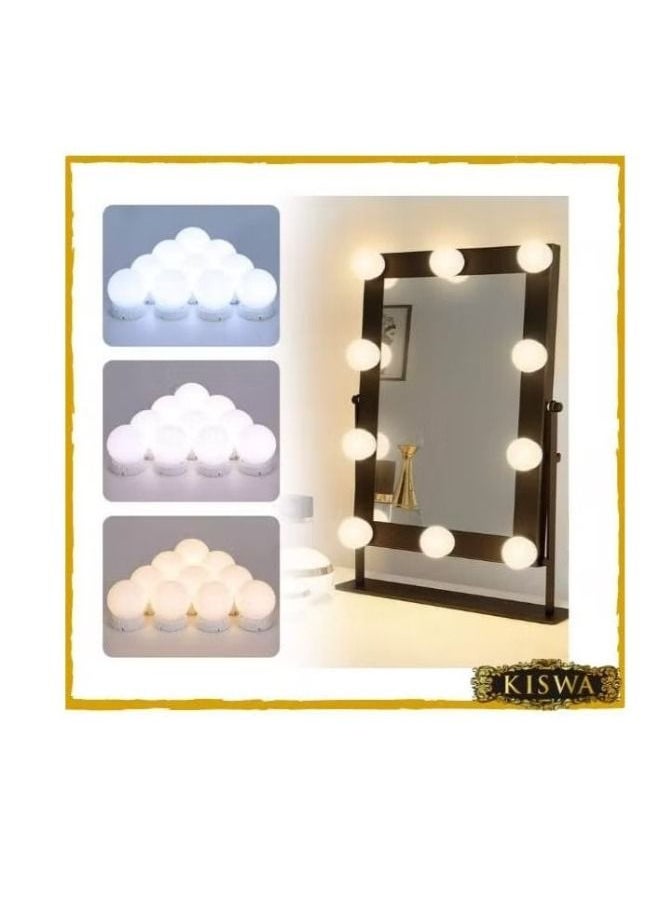 Generic Vanity MakeUp Mirror With LED Light White Clear Silver  - Image 1