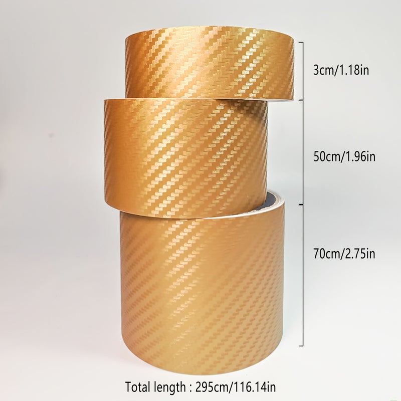 Plaid Golden 5cm 3D Woven Texture Car Decal Film Waterproof Wear Resistant Cuttable DIY Trim - Image 2