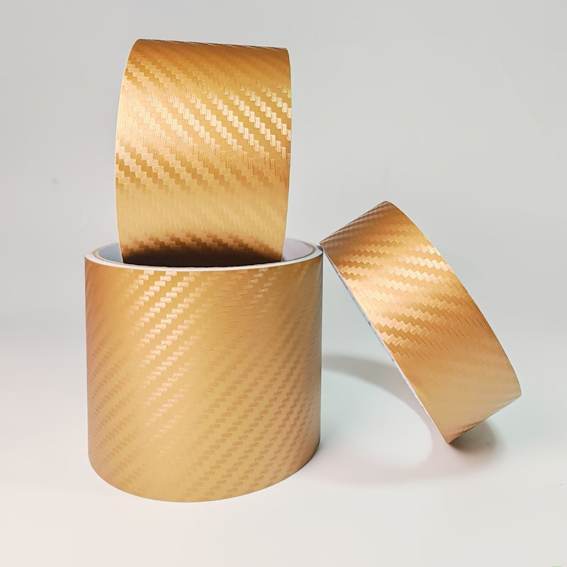 Plaid Golden 5cm 3D Woven Texture Car Decal Film Waterproof Wear Resistant Cuttable DIY Trim - Image 4