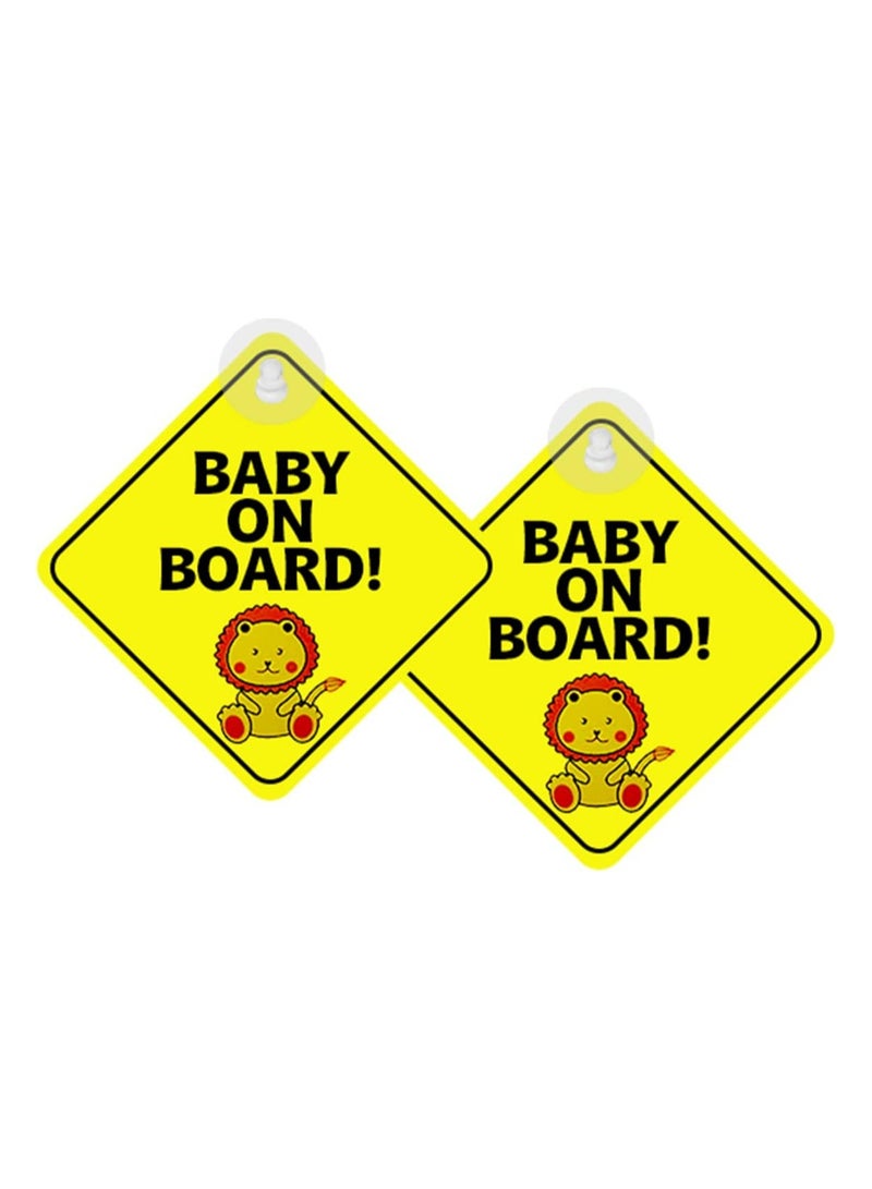 Oasisgalore 2 Pcs Baby on board Sticker with Silicone Suction Cup for Car Warning Sign - Image 1