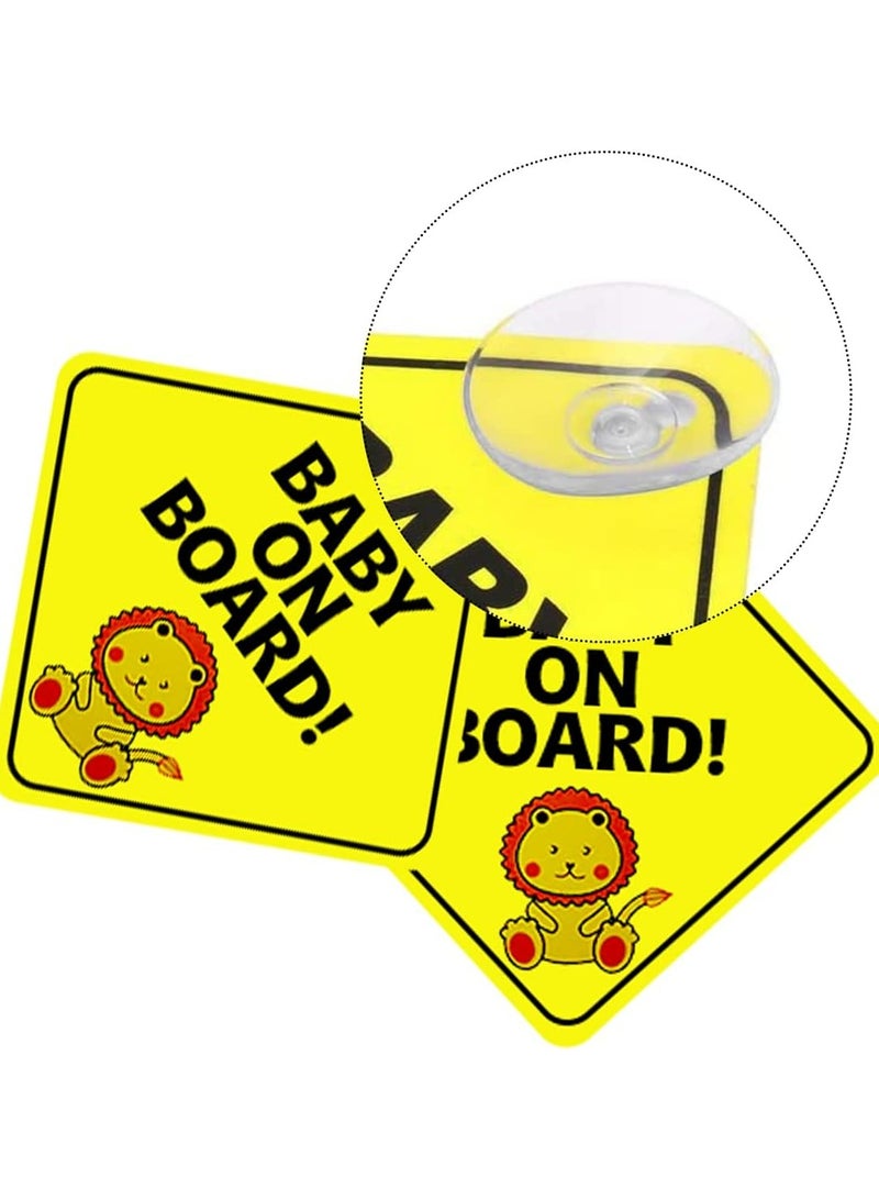 Oasisgalore 2 Pcs Baby on board Sticker with Silicone Suction Cup for Car Warning Sign - Image 3