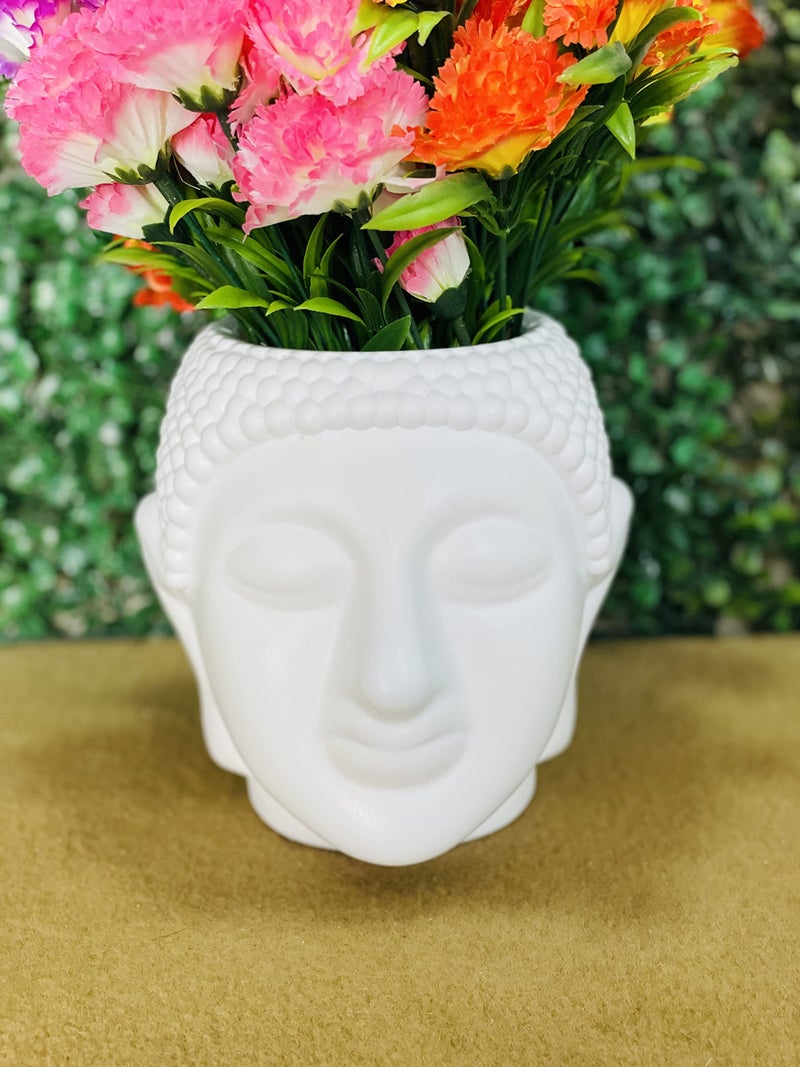 Go Hooked Buddha Pot Plastic White Flower Pot/Plant Pots for Home Decor, Washroom and Office Decor (Set of 2) - Image 4
