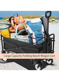 GGEROU Foldable Utility Vehicle, Multi Use Utility Cart with Wheels, Rolling Beach Cart, Shopping Cart Trolley Foldable,Max Load: 60KG Black  - Image 5