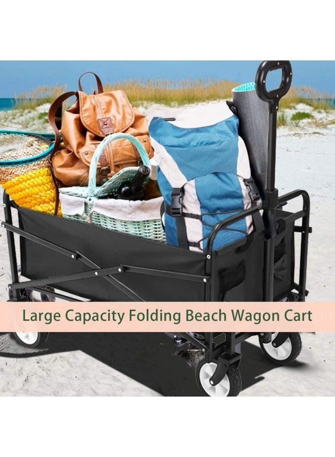 GGEROU سيارة مرافق قابلة للطي، عربة خدمات متعددة الاستخدام بعجلات، عربة شاطئ متدحرجة، عربة تسوق قابلة للطي، أقصى حمولة: 60 كجم أسود - Image 5
