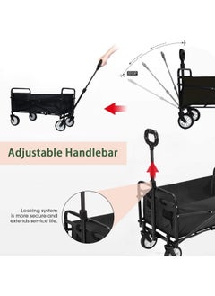 GGEROU Foldable Utility Vehicle, Multi Use Utility Cart with Wheels, Rolling Beach Cart, Shopping Cart Trolley Foldable,Max Load: 60KG Black  - Image 3