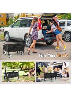 GGEROU Foldable Utility Vehicle, Multi Use Utility Cart with Wheels, Rolling Beach Cart, Shopping Cart Trolley Foldable,Max Load: 60KG Black  - Image 4