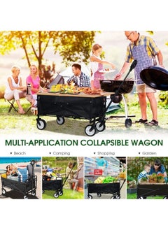 GGEROU Foldable Utility Vehicle, Multi Use Utility Cart with Wheels, Rolling Beach Cart, Shopping Cart Trolley Foldable,Max Load: 60KG Black  - Image 2