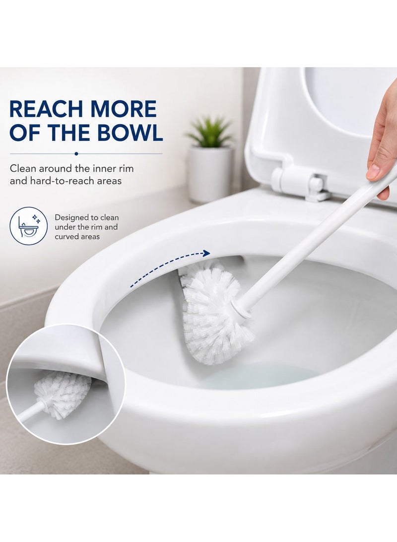 Lukadah Toilet Brush with Holder, Bathroom Toilet Bowl Cleaner Brush with Long Handle, Deep Cleaning Toilet Brush Set, Freestanding Toilet Cleaning Brush for Bathroom, Home and Office, White/Gray - Image 4