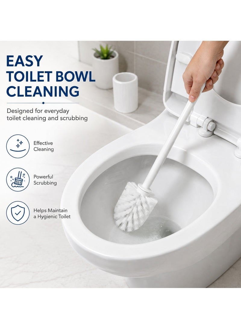 Lukadah Toilet Brush with Holder, Bathroom Toilet Bowl Cleaner Brush with Long Handle, Deep Cleaning Toilet Brush Set, Freestanding Toilet Cleaning Brush for Bathroom, Home and Office, White/Gray - Image 2