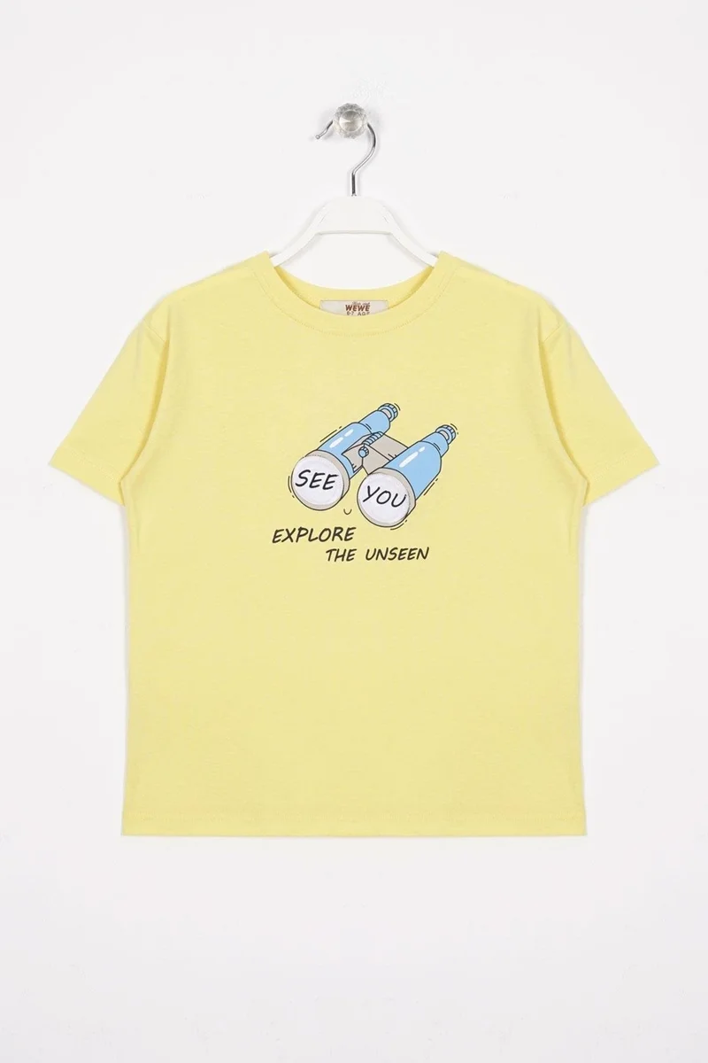Zepkids See You Printed Light Yellow Color Boy Tshirt
