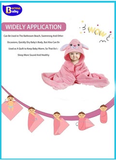 Berma Baby Hooded baby towel, toddler bathrobe, soft baby towel, newborn blanket, coral fleece shawl bath towel, swimming towel, soft and super absorbent towel for baby boys and girls, 80*80 cm  - Image 5