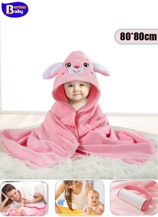 Berma Baby Hooded baby towel, toddler bathrobe, soft baby towel, newborn blanket, coral fleece shawl bath towel, swimming towel, soft and super absorbent towel for baby boys and girls, 80*80 cm  - Image 1