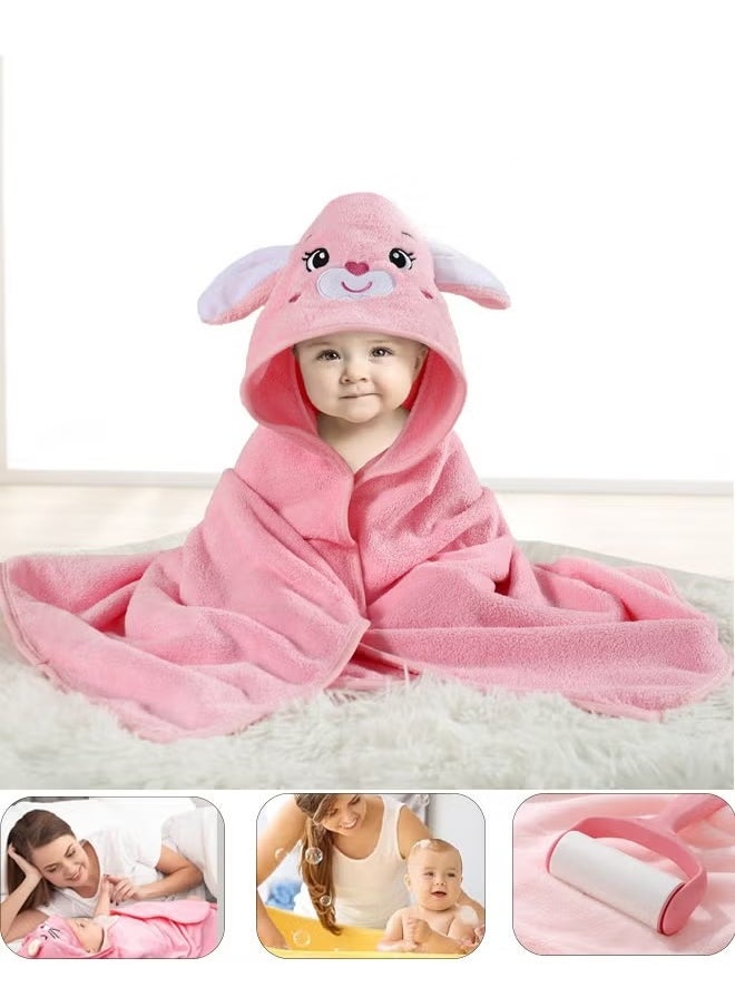 Berma Baby Hooded baby towel, toddler bathrobe, soft baby towel, newborn blanket, coral fleece shawl bath towel, swimming towel, soft and super absorbent towel for baby boys and girls, 80*80 cm  - Image 1