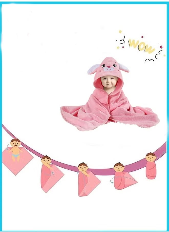 Berma Baby Hooded baby towel, toddler bathrobe, soft baby towel, newborn blanket, coral fleece shawl bath towel, swimming towel, soft and super absorbent towel for baby boys and girls, 80*80 cm  - Image 2