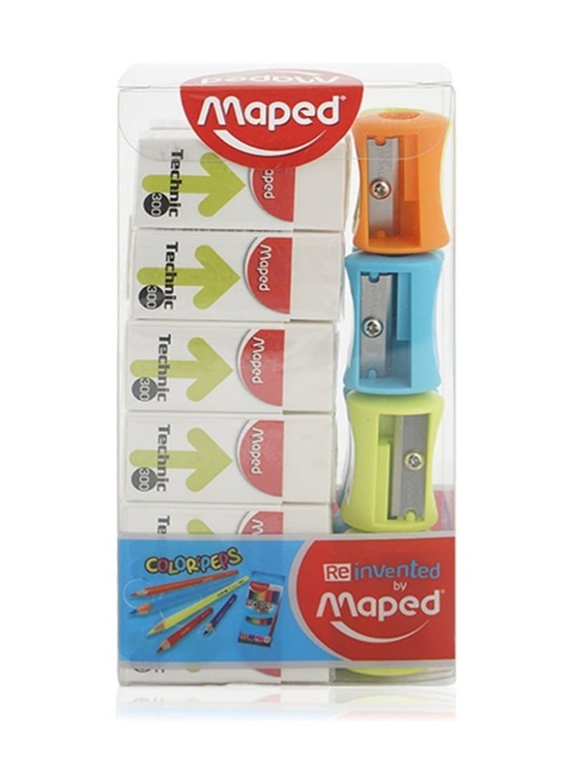 Maped - 20-Piece Eraser and Sharpener Set Assorted Colours - Image 1