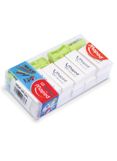 20-Piece Eraser and Sharpener Set Assorted Colours
