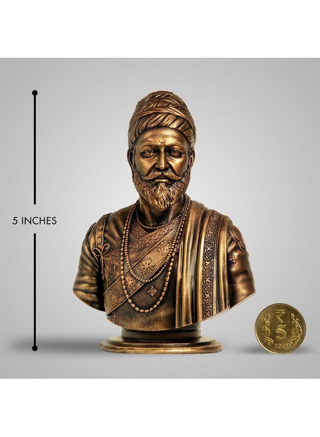 SILAII Chhatrapati Shivaji Maharaj Sculpture - 5 INCH, Antique Bronze Colour - Image 2