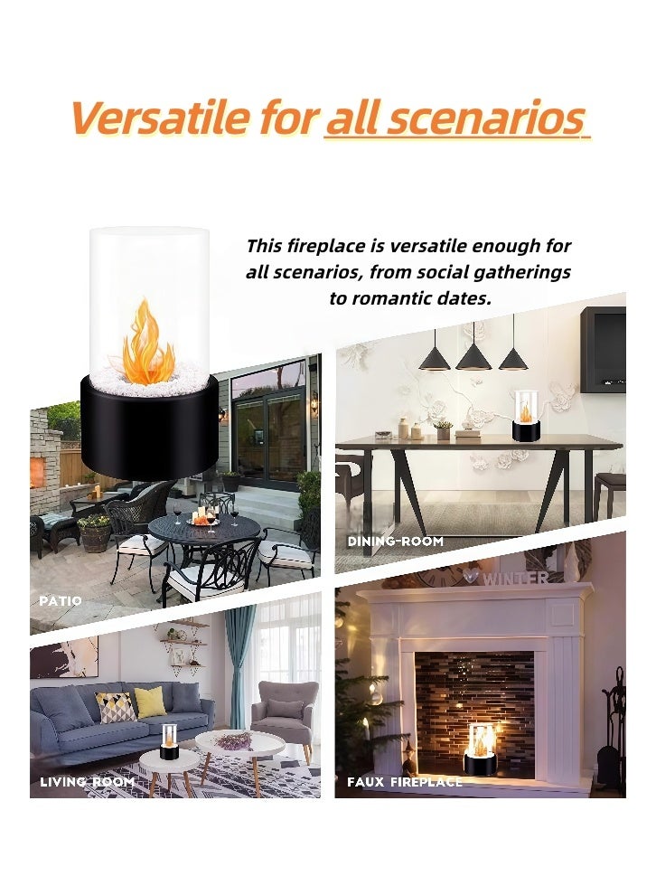 Table Top Fire Pit,Small Outdoor Fireplace for Patio,Indoor Tornado Portable Fireplace,Mini Tabletop Countertop Fire Pit Bowl,Glass Smokeless Flame Box,Home Decor for Balcony,Bedroom,Apartment - Image 2