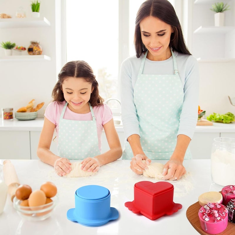 Professional Baking Tool Round and Heart Shape Cake Cutter Mold Set with Pushers for Uniform Dessert Pastries Shape Round Cake Making Tool Set with Pushers - Image 2