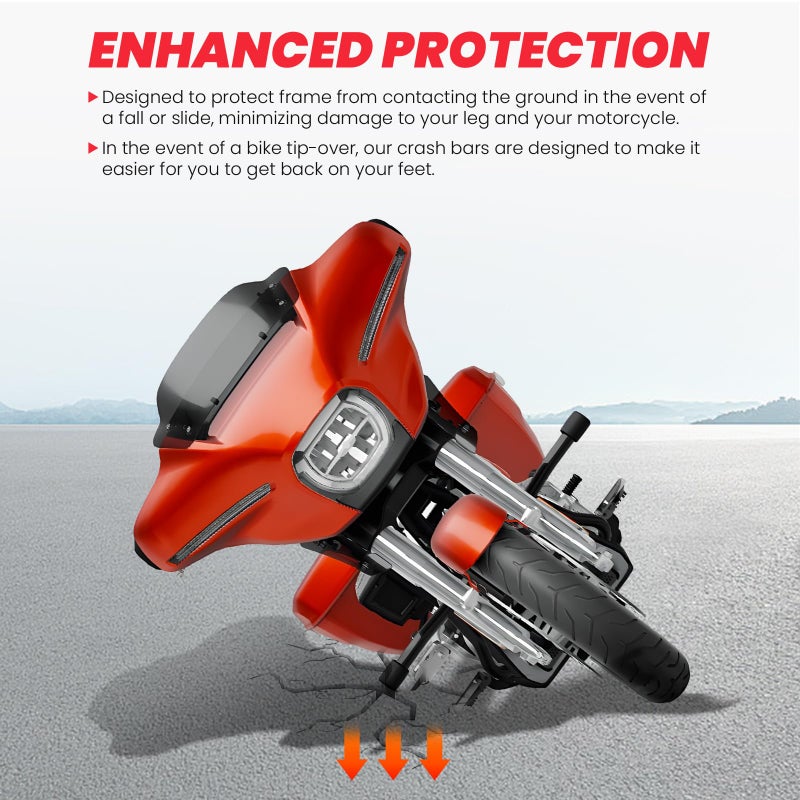kekykm 2014-2026 Engine Guard Flat Out Crash Bar compatible with Harley Davidson Touring Street Road Glide Road King Electra Glide Ultra Limited, Gloss Black Motorcycle Bumper - Image 3