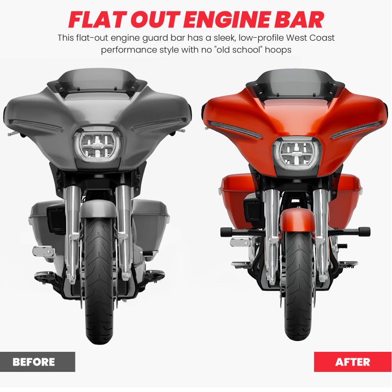 kekykm 2014-2026 Engine Guard Flat Out Crash Bar compatible with Harley Davidson Touring Street Road Glide Road King Electra Glide Ultra Limited, Gloss Black Motorcycle Bumper - Image 5