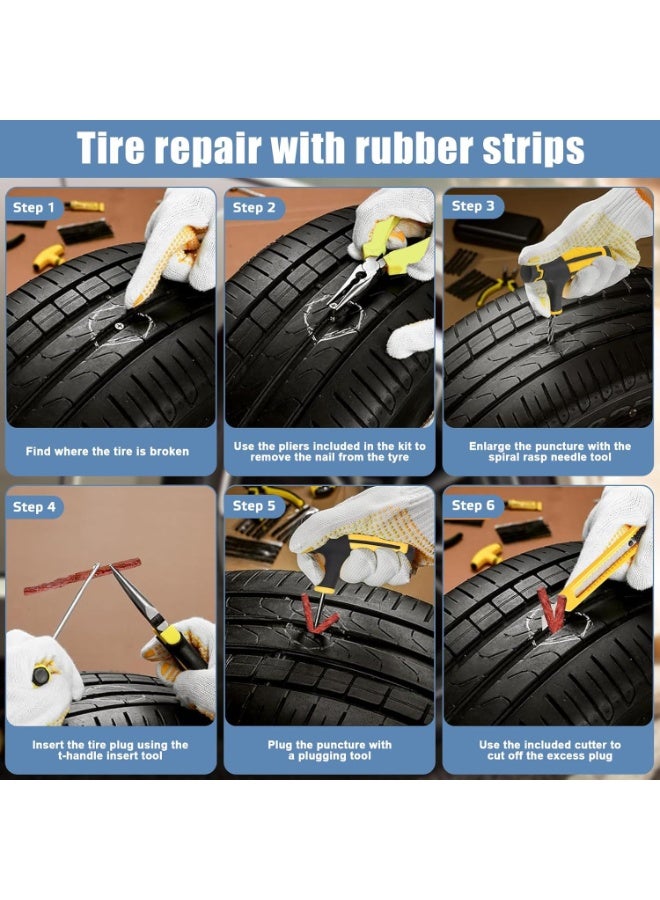 45PCS Tire Repair Kit Heavy Duty Tyre Plug Tool Set, Quick Fix Puncture & Flat Repair Emergency Kit for Bicycle, Car, Motorcycle, Truck, Jeep & Tractor - Image 5