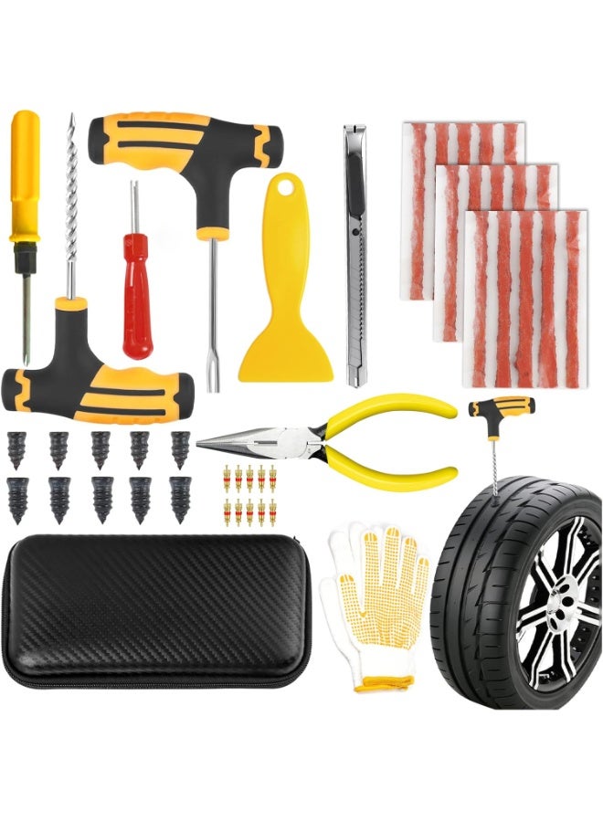 45PCS Tire Repair Kit Heavy Duty Tyre Plug Tool Set, Quick Fix Puncture & Flat Repair Emergency Kit for Bicycle, Car, Motorcycle, Truck, Jeep & Tractor - Image 1