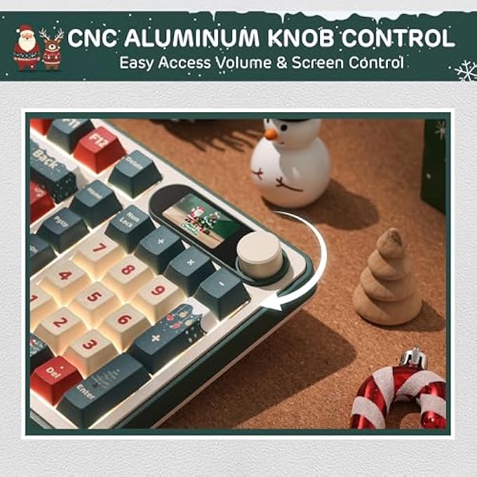 rayihni S98 MECHANICAL GAMING KEYBOARD SMART DISPLAY ROTARY KNOB, MOUNTED 96% RGB WIRELESS BT/2.4G/USB-C, HOT SWAP, SOFTWARE SUPPORT, CREAMY SOUND, 98 KEYS, CHRISTMAS SPECIAL EDITION - Image 3