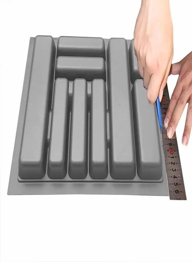 HYDERON Cutlery Tray for Kitchen Drawer – Cutlery Storage Organizer Tray for Modular Kitchen Drawer (600MM, Grey) - Image 3