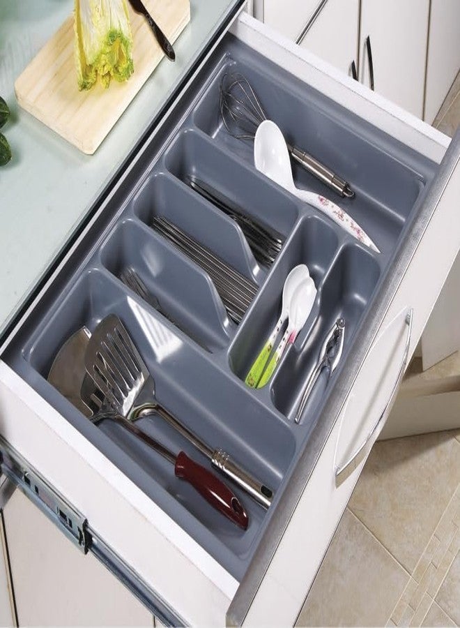 HYDERON Cutlery Tray for Kitchen Drawer – Cutlery Storage Organizer Tray for Modular Kitchen Drawer (600MM, Grey) - Image 5