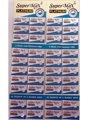 Supermax Super-max Razor Platinum Blades 20 Tucks of 5 Blades Each 