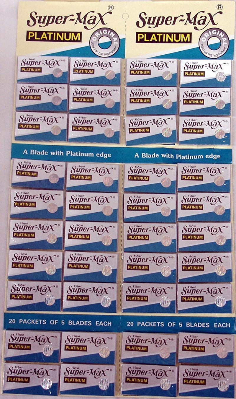Supermax Super-max Razor Platinum Blades 20 Tucks of 5 Blades Each
