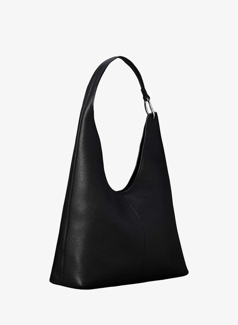 Calvin Klein BLACK/ SHINY NICKEL Slouchy Medum Shoulder Bag for Women | Best Price UAE