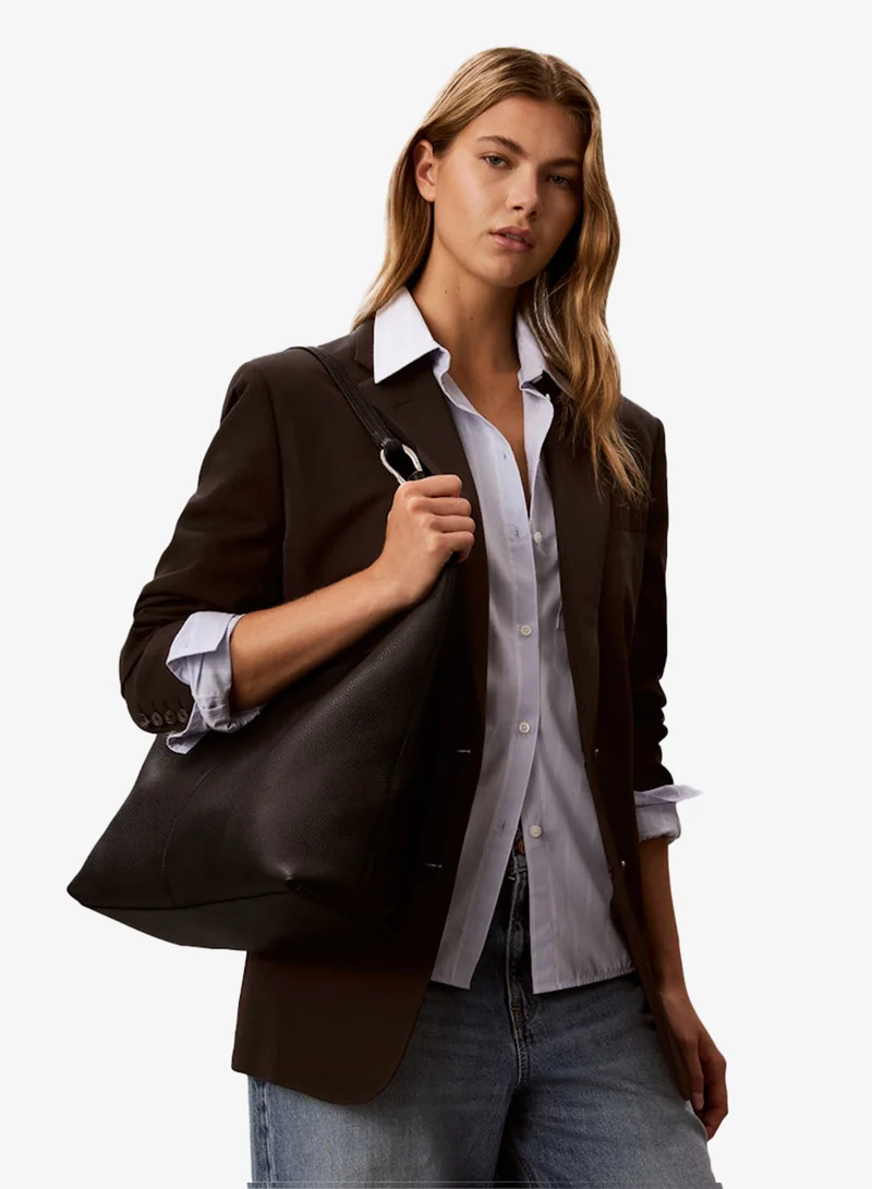 Calvin Klein BLACK/ SHINY NICKEL Slouchy Medum Shoulder Bag for Women | Best Price UAE