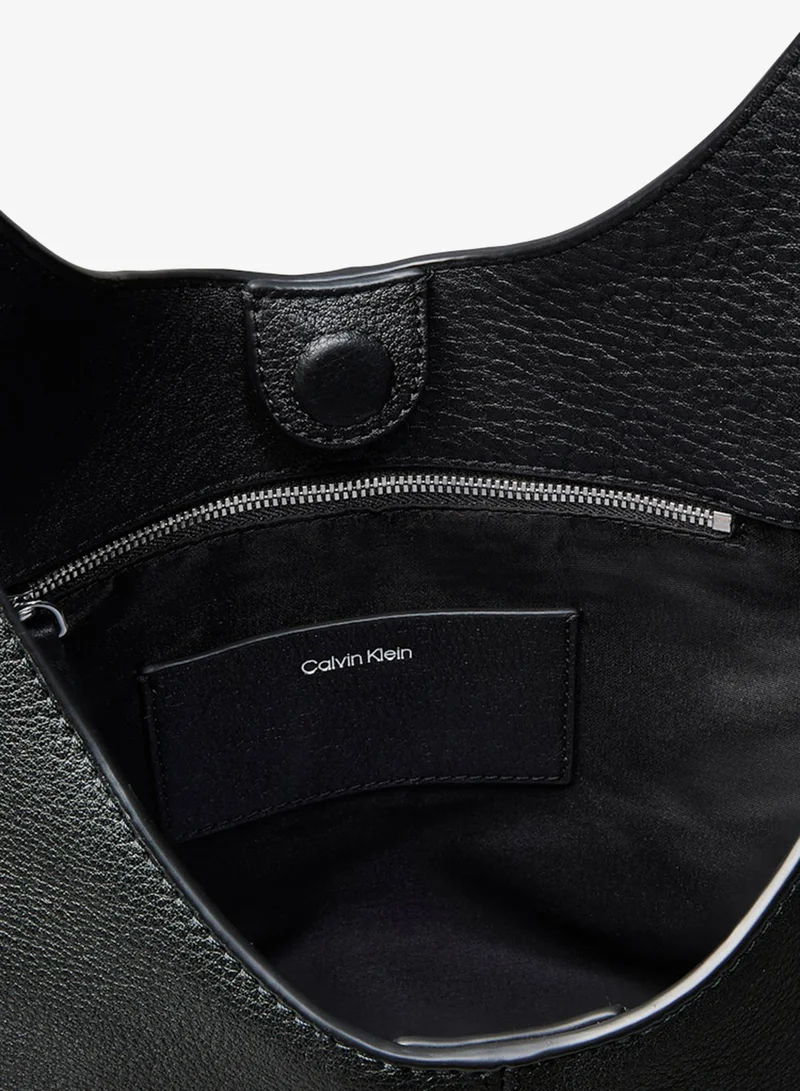 Calvin Klein BLACK/ SHINY NICKEL Slouchy Medum Shoulder Bag for Women | Best Price UAE