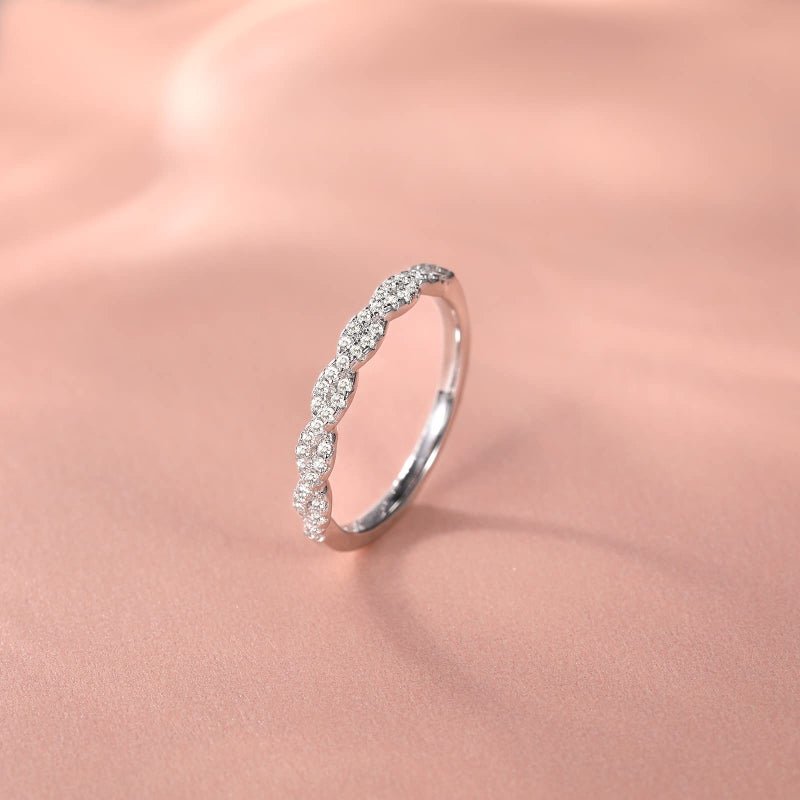 EAMTI 925 Sterling Silver Wedding Band for Women Cubic Zirconia Twisted Rope Half Eternity Band Ring Size 6 - Image 3