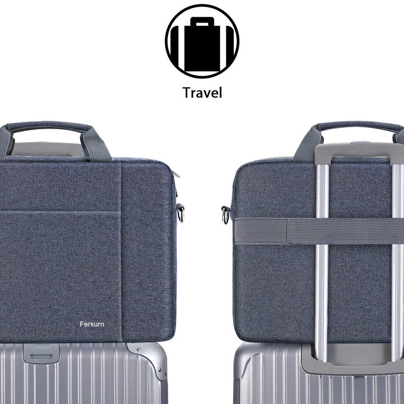 Ferkurn 17 17.3 Inch Laptop Bag Women Men Compatible with HP Envy Pavilion Omen/LG Gram/MSI/Dell Inspiron XPS/Lenovo Thinkpad/Acer, Shoulder Strap Carrying Briefcase Messenger Computer Bag Case, Grey - Image 2