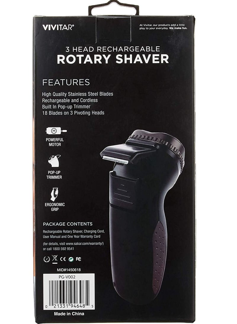 VIVITAR 3 HEAD RECHARGEABLE ROTARY SHAVER - Image 3