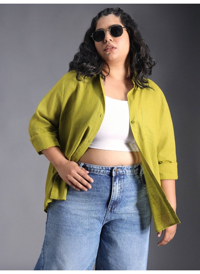 HIGH STAR Women’s Oversized Green Shirt – Trendy and Comfortable  - Image 5