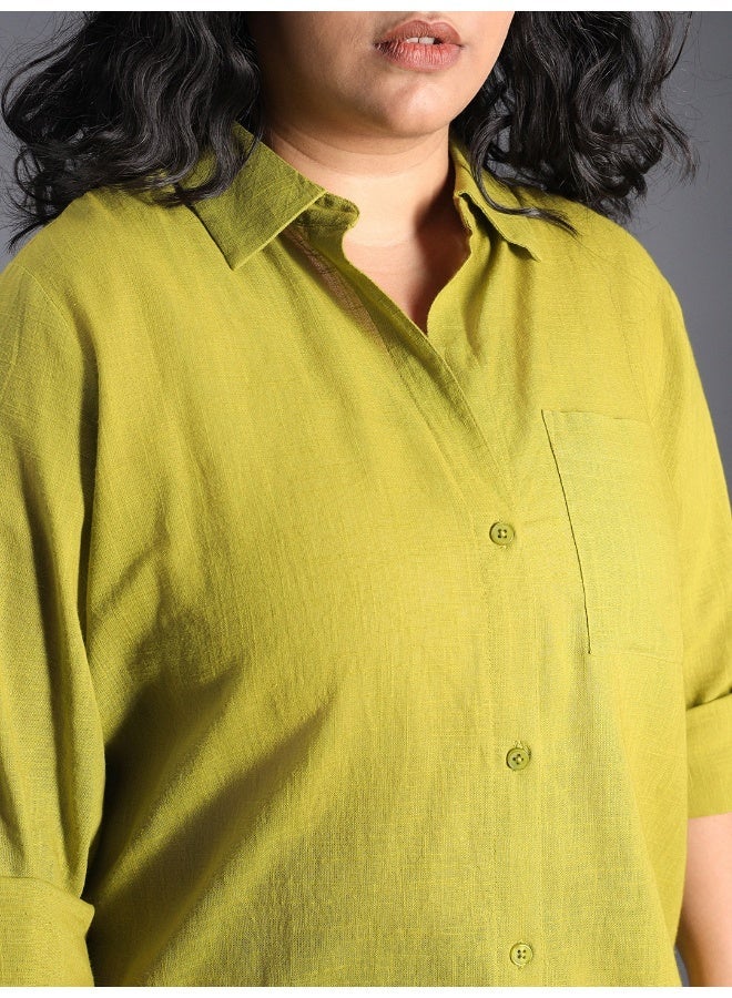 هاي ستار قميص نسائي أخضر واسع – عصري ومريح - Image 3