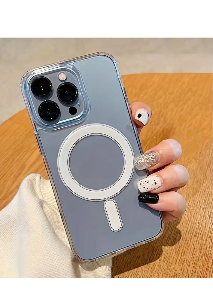 Magsafe Clear Case Slim Thin Magnetic Case Yellowing-Resistant And Shock Absorption And Anti-Scratch Cell Phone Case For iPhone 14 Plus Case Clear  - Image 3