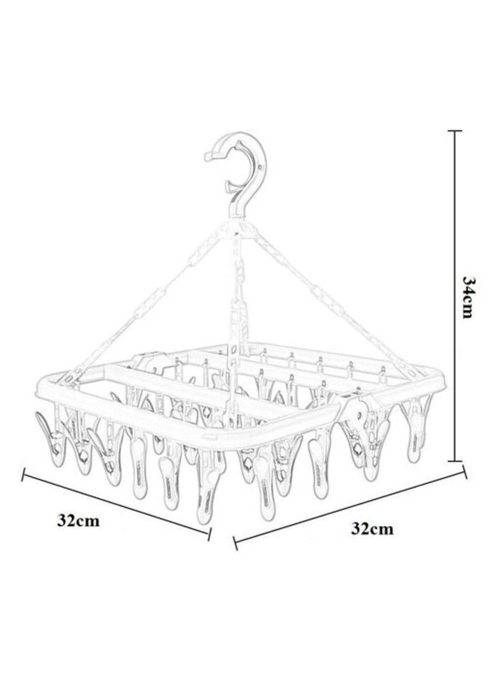 إيونتو رف تجفيف الملابس من Aiwanto، 32 مشبكًا، شماعة ملابس قابلة للطي، جوارب مجففة، مشابك تجفيف القماش (أخضر فاتح) - Image 3