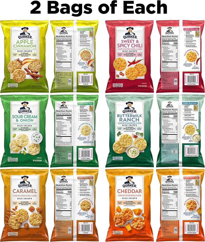 Quaker عبوة متنوعة من كراكرز الأرز من كويكر - 12 قطعة مع 6 نكهات لذيذة - Image 3