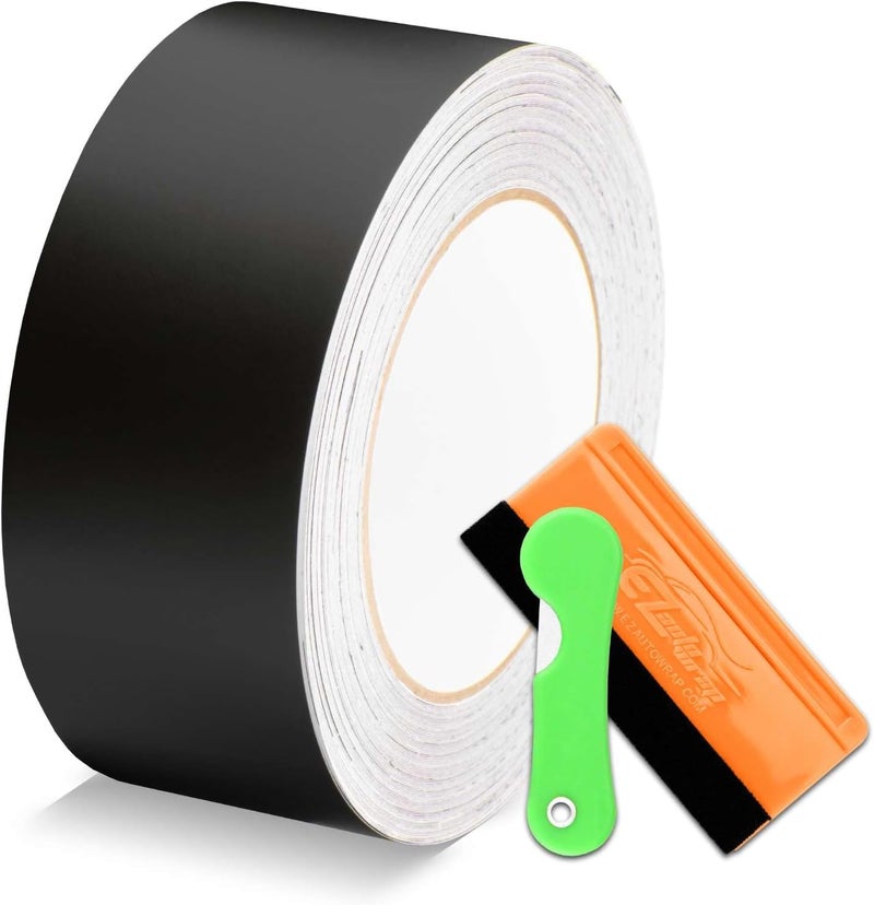 EZAUTO WRAP Matte Black Free Tool Kit Vinyl Wrap Rool Kit for Black Out Chrome Delete Window Trim Door Trim 2 in x 25 ft - Image 1