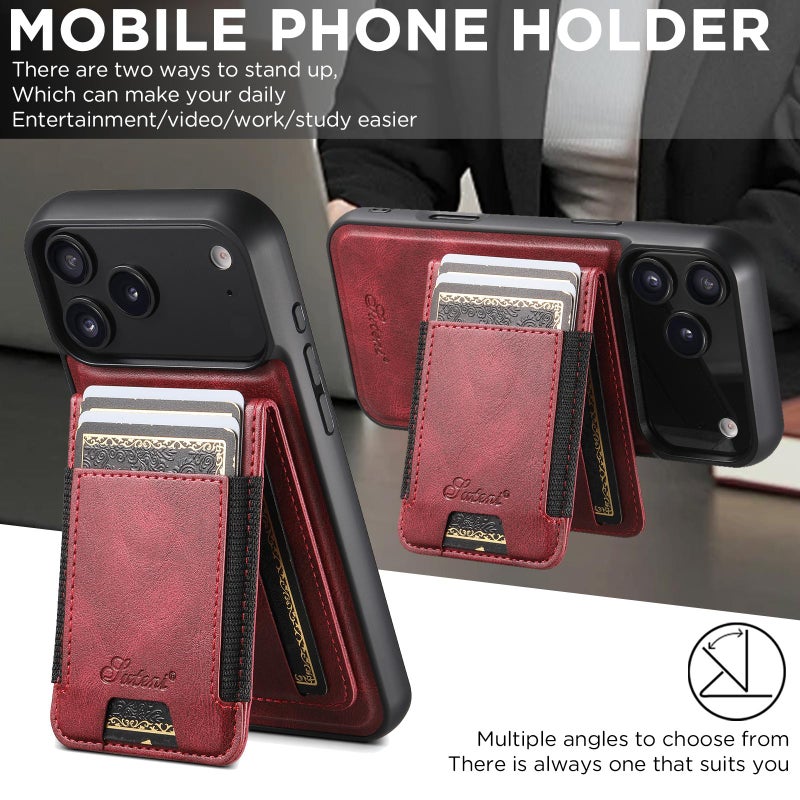 سوتين جراب هاتف قابل للفصل من Magsafe مصنوع من الجلد الطبيعي لهاتف Iphone Air H17 (أحمر) - Image 3