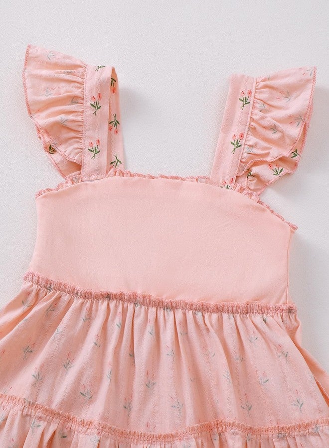 Mioglrie Little Girl Dresses Summer Outfits 4T 5T Girl Clothes Kids Princess Pink Ruffle Sleeveless Floral Dress Casual Park Sundress - Image 5