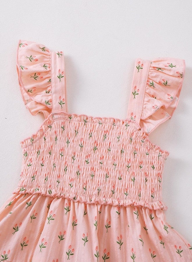 Mioglrie Little Girl Dresses Summer Outfits 4T 5T Girl Clothes Kids Princess Pink Ruffle Sleeveless Floral Dress Casual Park Sundress - Image 4