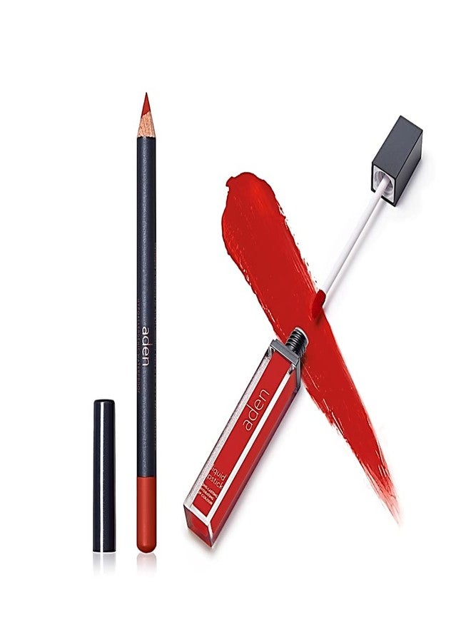 aden - 2 in 1 - Matte Liquid Lipstick & Lip Liner Set - 7ML - Non-Smudge & Quick Drying - Highly Pigmented - Long Duration with Hydration - Made in Italy (21 Coral) - Image 1